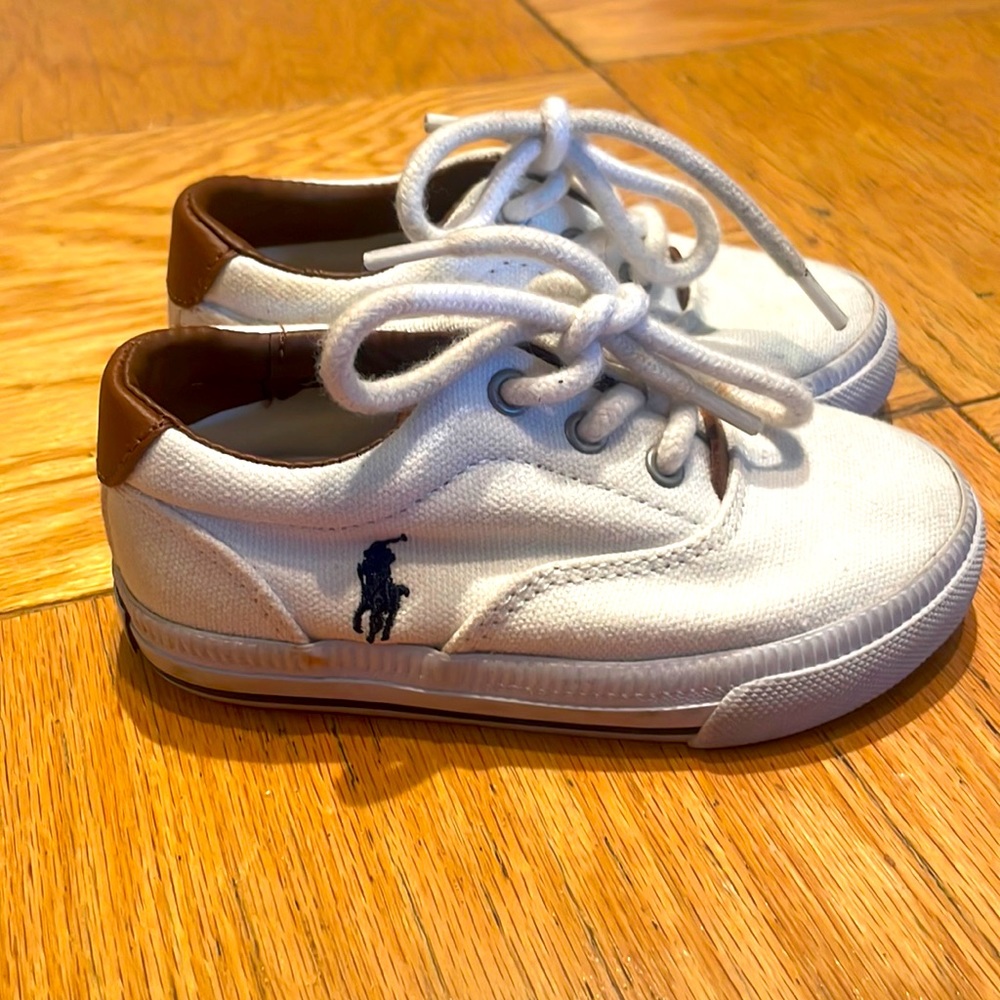Polo by Ralph Lauren White and Brown Kids Shoes